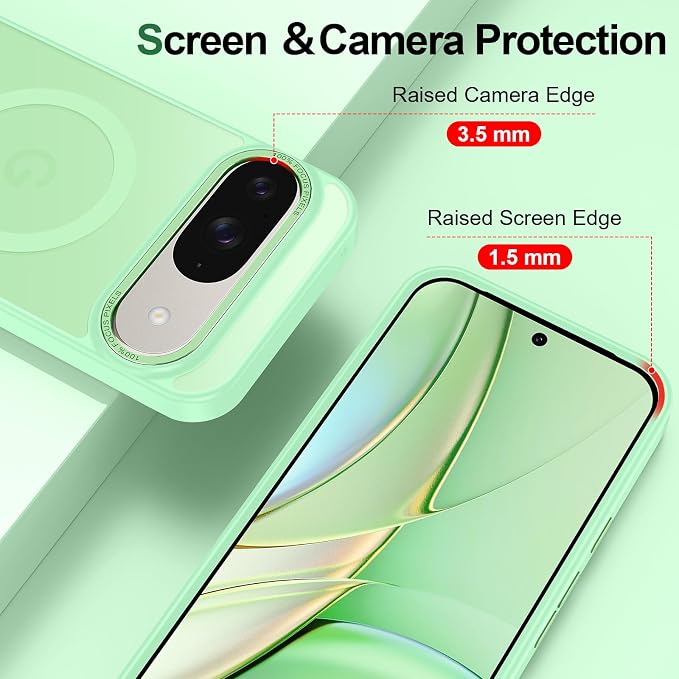 Magnetic for Google Pixel 9/Pixel 9 Pro Case, Shockproof Slim Translucent Matte - Image 3
