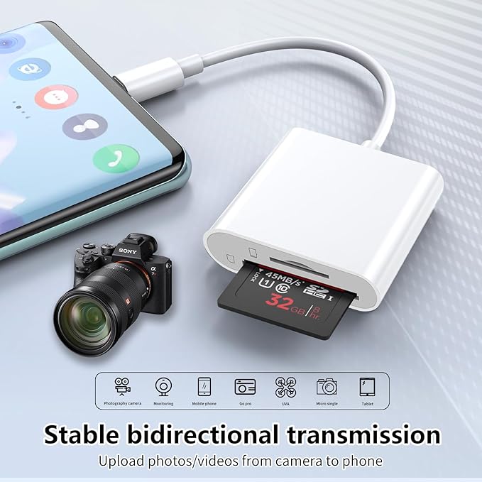 SD Card Reader for iPhone 15/16/17, Sd Card Reader USB C, Micro Sd Card Reader - Image 6