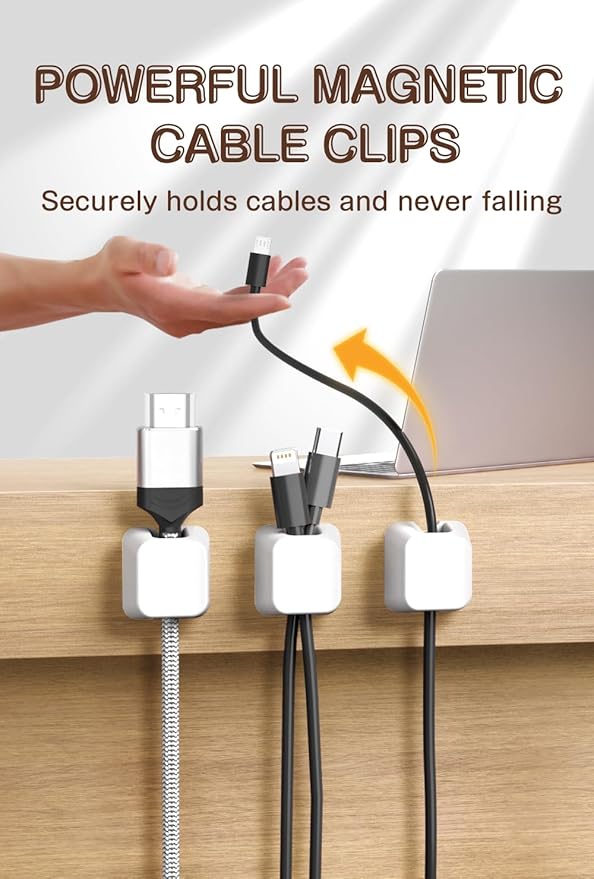 Maveek Magnetic Cable Clips, 5 Pack Square Cord Organizer - Image 5