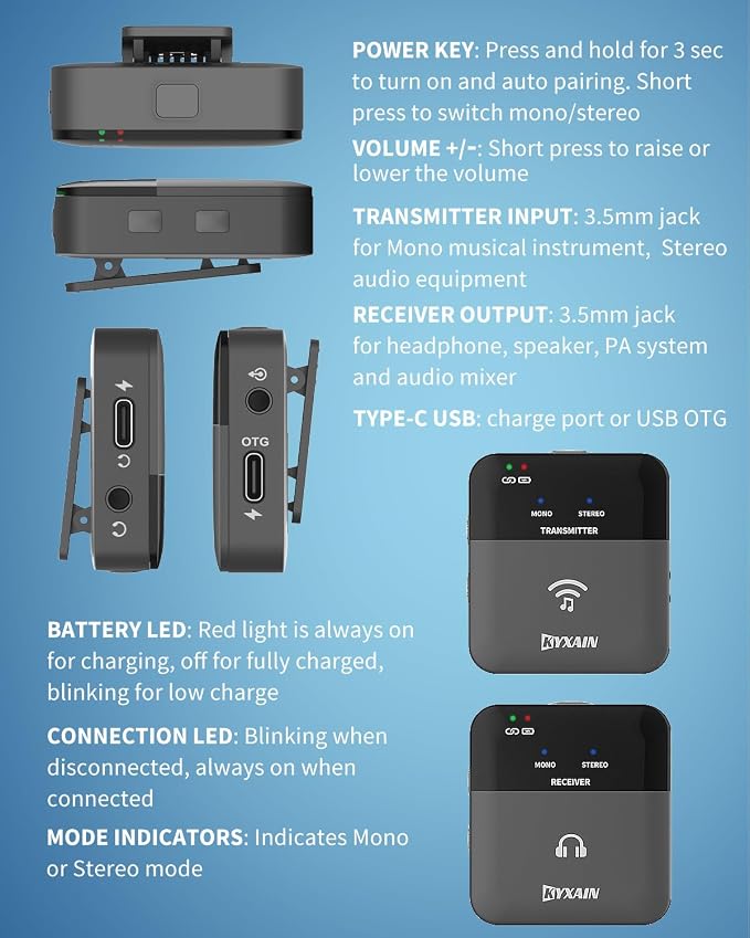2.4GHz Wireless in Ear Monitor System, 24Bit/48K Mono Stereo Wireless IEM System - Image 4