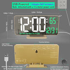 KOSUMOSU Desk Clock for Bedroom Accessories 6.7in Gold Digital Alarm Clock - Image 5