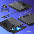 External CD/DVD Drive for Laptop, Ultra Slim CD Burner USB 3.0 Hub - Image 4