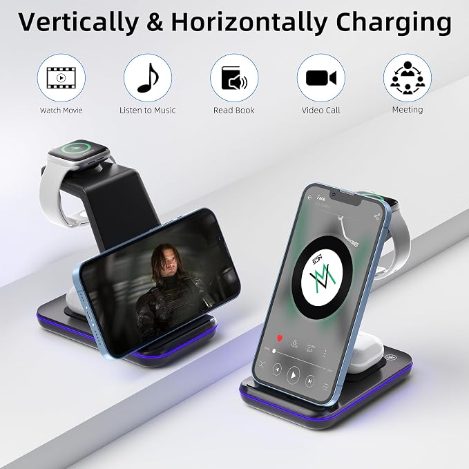Wireless Charging Station, 3 in 1 Fast Wireless Charger - Image 6