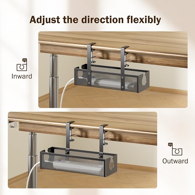 DELAMU Under Desk Cable Management Tray, No Drill Metal Mesh Cable Management - Image 6