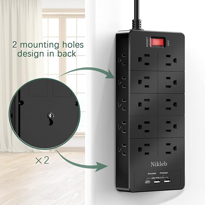 Power Strip 23 in 1, 20 Outlets Surge Protector Wall Mount - Image 5