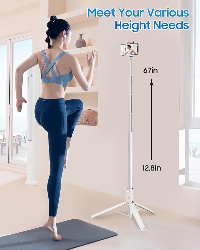 67" Selfie Stick Phone Tripod, All-in-1 Cell Phone Tripod - Image 8