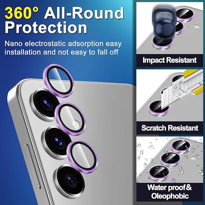for Samsung Galaxy S24 FE Camera Lens Protector, Individual Metal Ring Tempered - Image 3