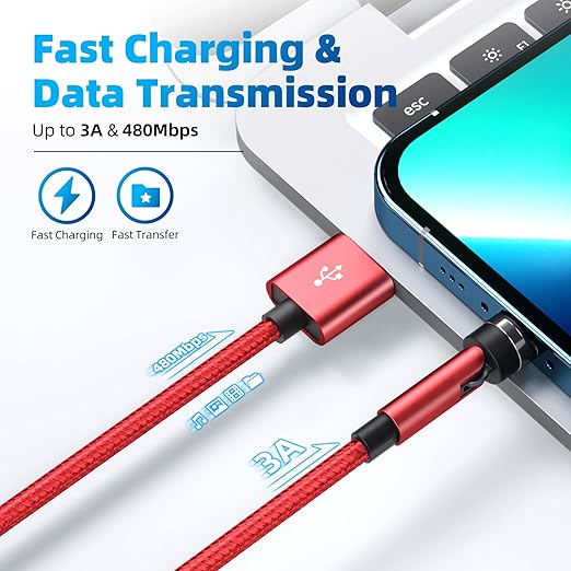 540 Rotation Magnetic Charging Cable, 3 in 1 Phone Charger 3A Fast Charging & - Image 3