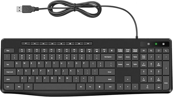 Wired Keyboard, Quiet Keyboard, Silent Keyboardwith Low Profile Chiclet Keys by Virfour