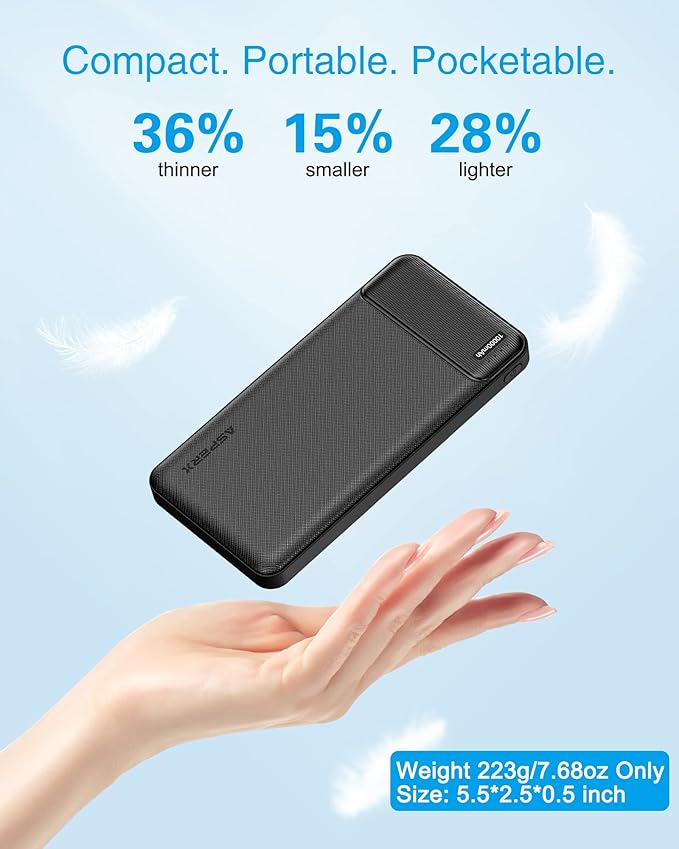 AsperX 2-Pack 10000mAh USB C Output Portable Charger Power Bank Fast Charging - Image 2