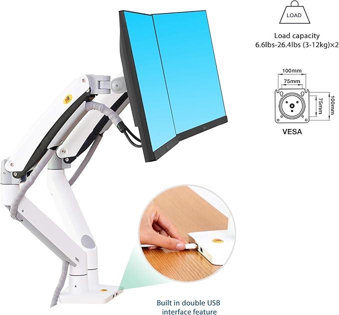 NB North Bayou Dual Monitor Desk Mount Stand Full Motion Swivel Computer - Image 5