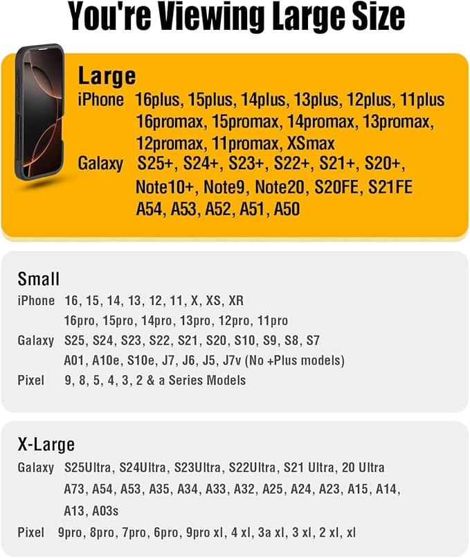 Case for Large iPhone Plus, Pro Max 16 15 14 13 12 11 Xs, Samsung Galaxy S25+ - Image 5