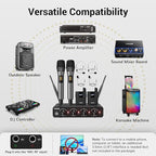 TONOR Wireless Microphone System, 4 * 10-Channel UHF Cordless Handheld Mic Set - Image 4