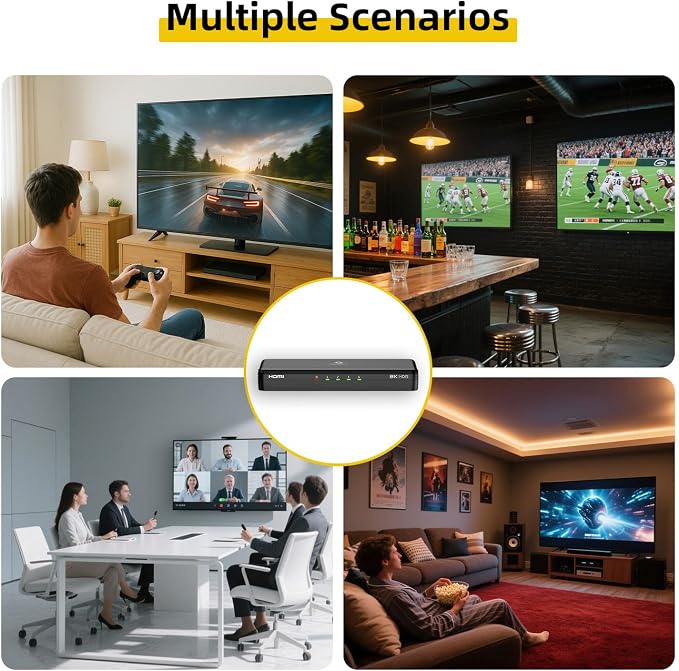 8K HDMI Splitter 1 in 4 Out, 1x4 Duplicate/Mirror Screens, HDMI 2.1, Auto - Image 7