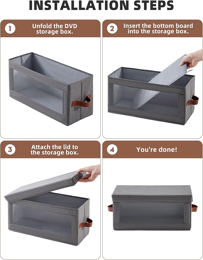 4 Pack DVD Storage Box with Visible Window, Dustproof CD/DVD Case Holder - Image 4