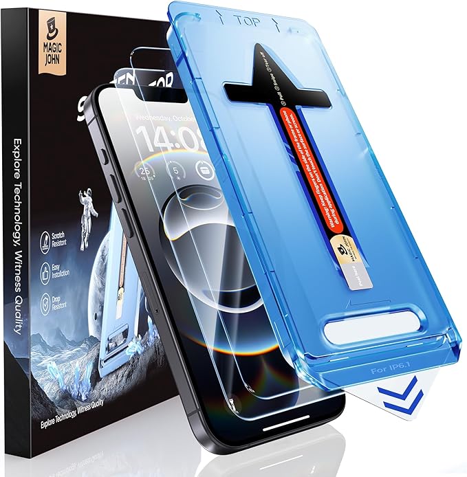 MAGIC JOHN 2 Pack for iPhone 16e Screen Protector 6.1 inch, Tempered Glass Film by MAGICJOHN
