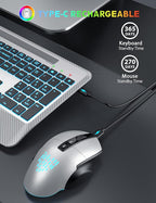 Wireless Keyboard and Mouse Backlits, Wrist Rest, LED Mouse, Rechargeable - Image 6