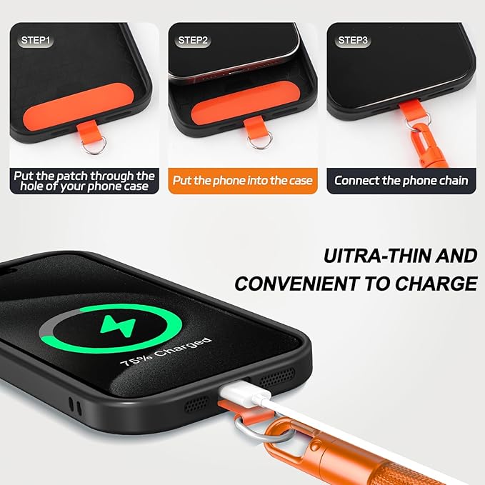 2 Pack Phone Lanyard, 2×Phone Neck Strap, 4×Tether Tabs, Universal Cell Phone - Image 3