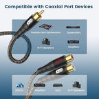 RCA Splitter Cable 1 Male to 2 Female Y Adapter - Image 3
