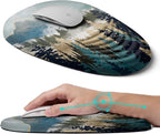 Ergonomic Mouse Pad with Wrist Rest Support, Memory Foam & PU, Forest Sunrise by LSLXDCLJ