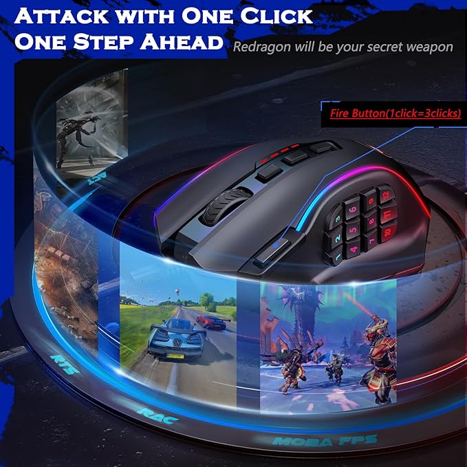 Redragon Gaming Mouse, MMO Mouse Gaming UP 12400 DPI, 19 Macro Programmable - Image 7
