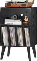 Lerliuo Record Player Stand, Mid-Century Vinyl Storage Cabinet Table by Lerliuo