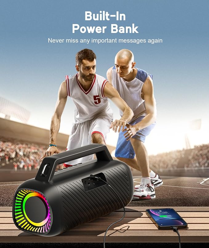 Ortizan Portable Bluetooth Speaker Loud, 80W Peak, Bass Up, 20H Playtime - Image 4
