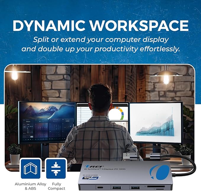 OREI SplitXtend USB C Docking Station Triple Monitor - Image 6