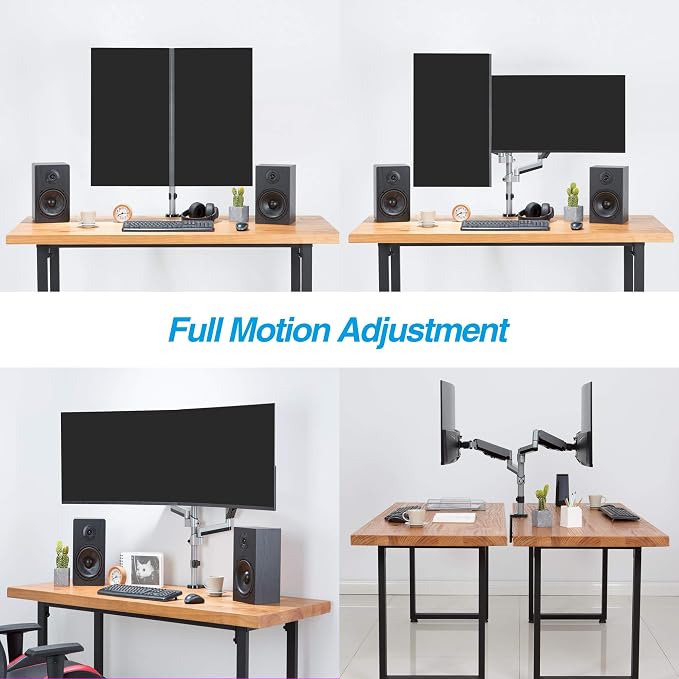 AVLT Dual 13"-27" Stacked Monitor Arm Desk Mount - Image 6