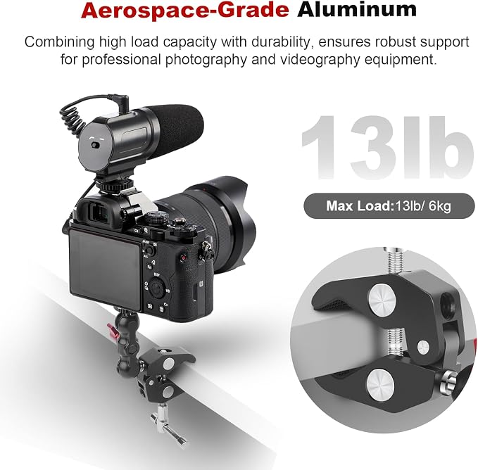 Camera Clamp Mount with Dual Ballhead Magic Arm, Aluminum Camera Mount Super - Image 5