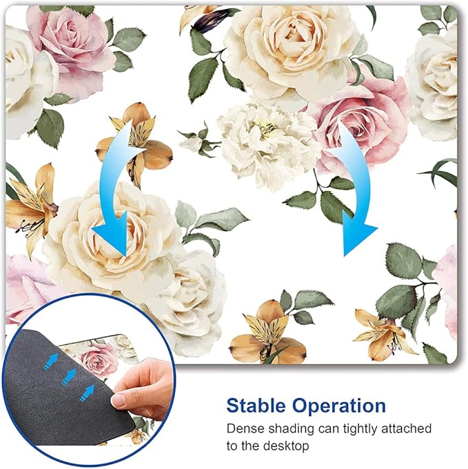 Mouse Pad, Vintage Roses Flower Floral Mouse Pad Rectangle Custom Designs - Image 6