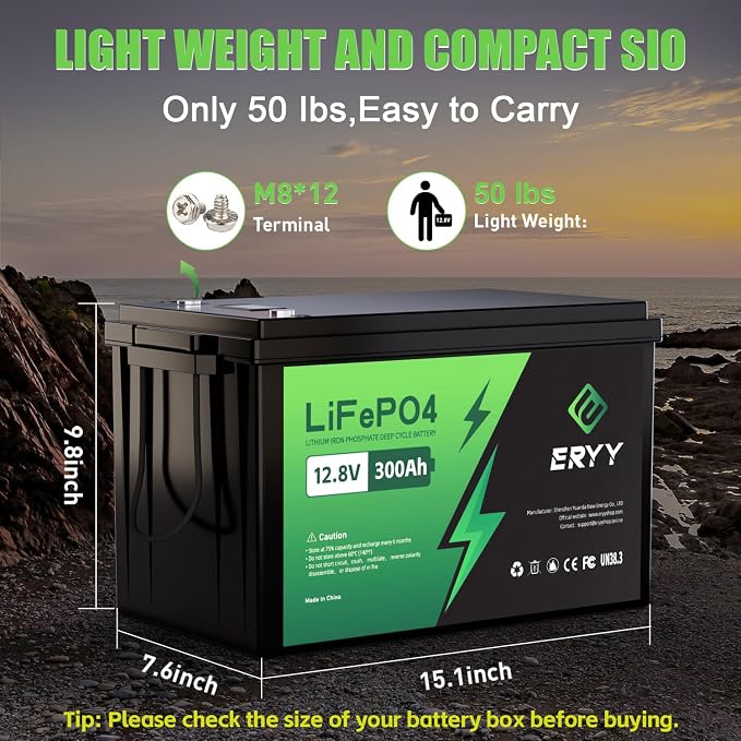 12V 300Ah LiFePO4 Battery, 12V Lithium Battery - Image 3