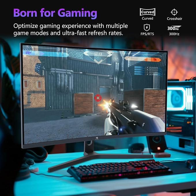 Z-Edge 27 inch Curved Gaming Monitor, FHD 1080P 300Hz 240Hz PC Monitor - Image 4