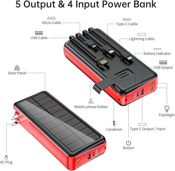 Portable Charger with Built in Cable and Wall Plug 50000mAh 22.5W Fast Charging - Image 4