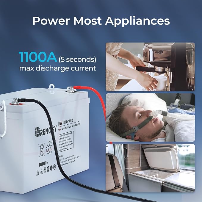 Renogy Deep Cycle AGM 12 Volt 100Ah Battery, 3% Self-Discharge Rate, 1100A Max - Image 5