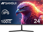 SANSUI 24 inch Monitor, IPS Display FHD Computer Monitor, 100Hz Monitor VESA by SANSUI
