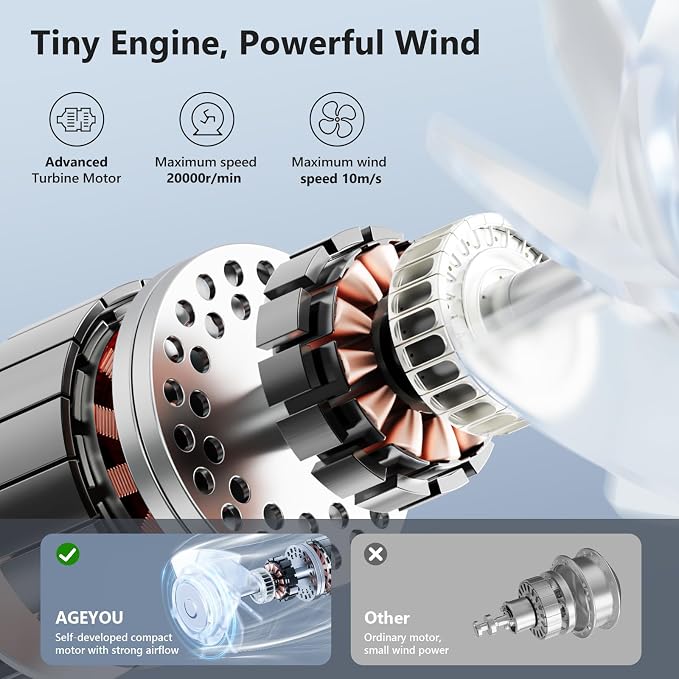 Portable Handheld Mini Fan, Speed Adjustable Turbo Personal Fan, 4000mAh - Image 6