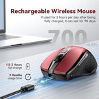Bluetooth Mouse Rechargeable Wireless Mouse, 4800 DPI Optical Tracking - Image 3