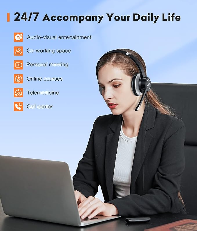 USB Headset with Microphone, 3.5mm Wired Computer Headsets with Noise - Image 6