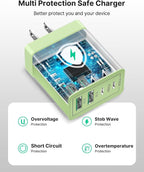 USB C Wall Charger 2-Pack, 40W 4-Port USB C Charger Block PD Power Delivery - Image 4