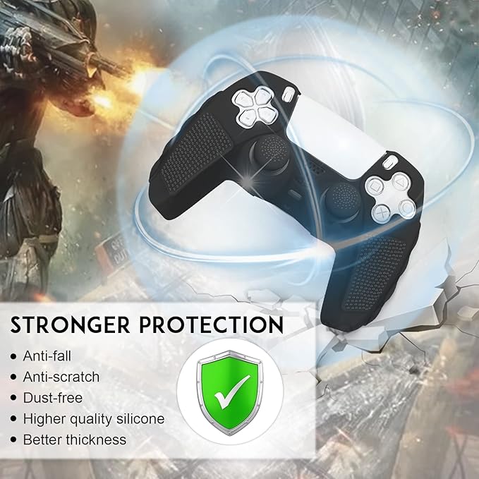 SIKEMAY Anti-Slip PS5 Controller Skin, Soft Thicken Non-Slip Studded Silicone - Image 5
