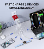 2Pack USB C Fast Charger Block, 50W 5-Port Type C Wall Charger Brick, Pad - Image 2