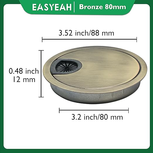 2 Pcs Desk Grommet 3-1/8" / 80 mm, Desk Cord Hole Cover, Cable Grommet Metal - Image 8