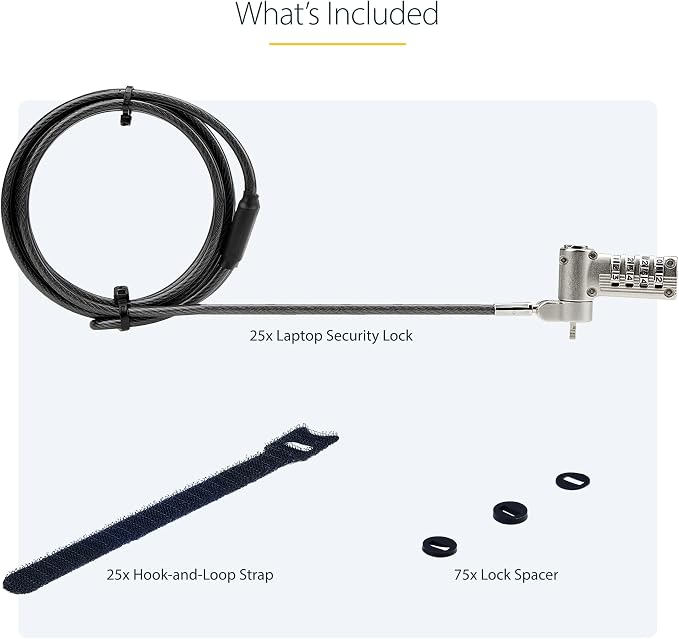 StarTech.com 25-Pack Universal Laptop Lock 6.6ft, Serialized Security Cable - Image 8