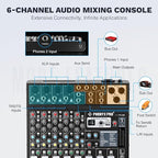 Professional 6-Channel Audio Mixer, Phenyx Pro DJ Sound Mixer Board w/Flexible - Image 2