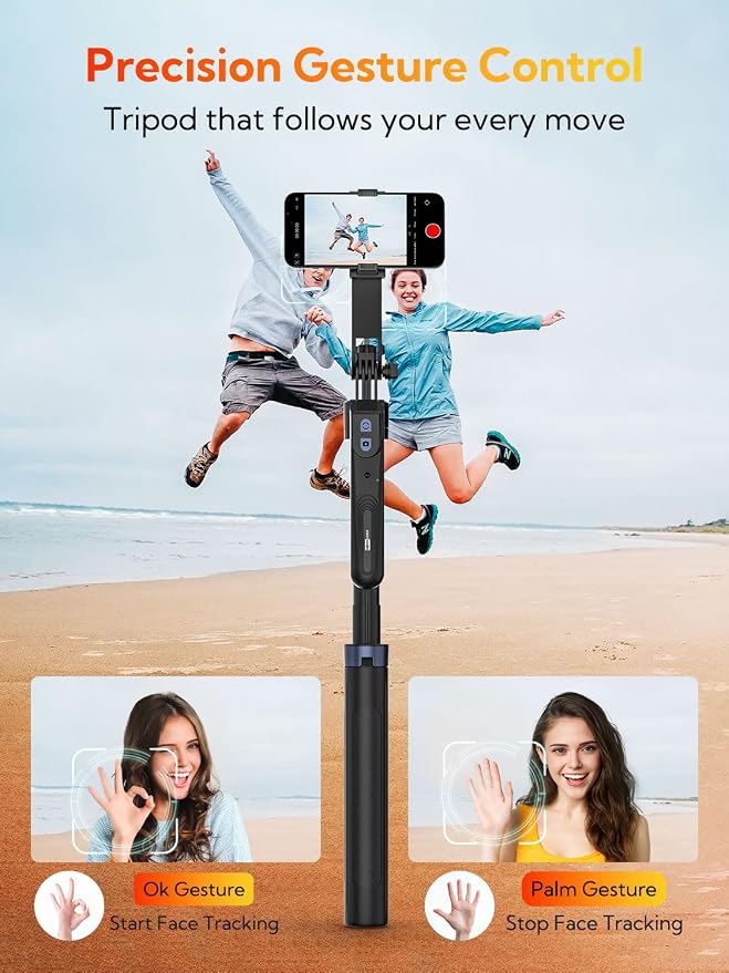 70” Auto Face Tracking Tripod, Extendable 360° Rotation Phone Tripod - Image 2