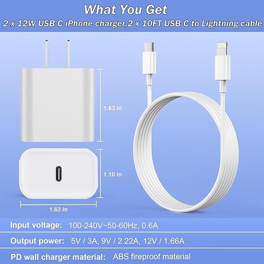 iPhone Fast Charger, 2 Pack PD USB C Wall Charger Block Plug - Image 6