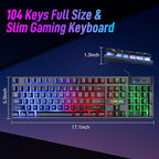 CHONCHOW Wired Gaming Keyboard, 104 Keys Full Size, - Image 7