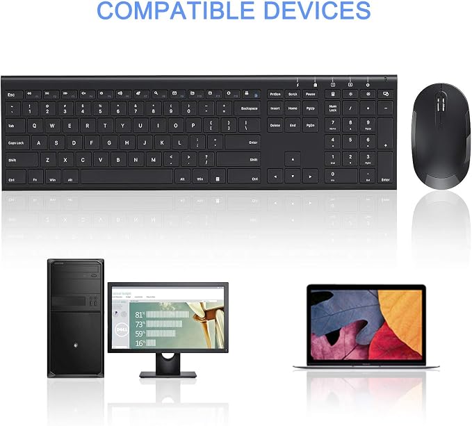 Wireless Keyboard and Mouse, Vssoplor 2.4GHz Rechargeable Compact Quiet - Image 8