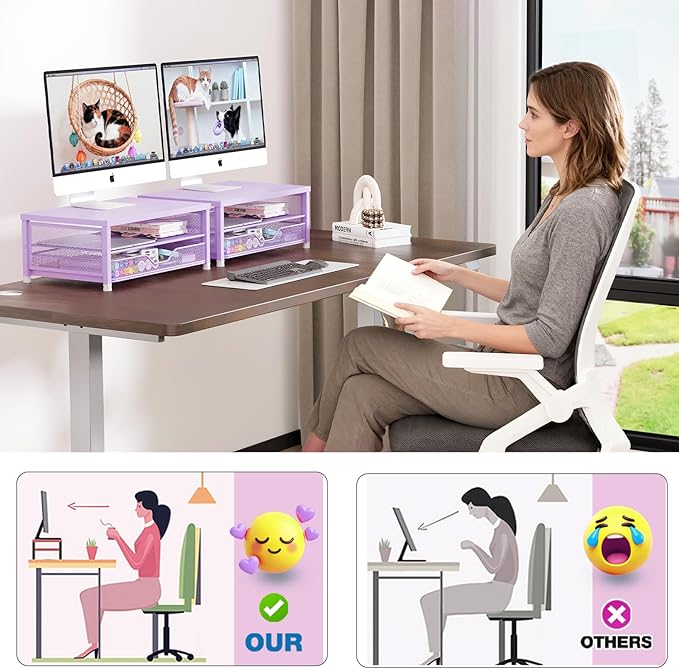 Desk Organizers and Accessories, 2-Tier Computer Monitor Stand Riser - Image 5